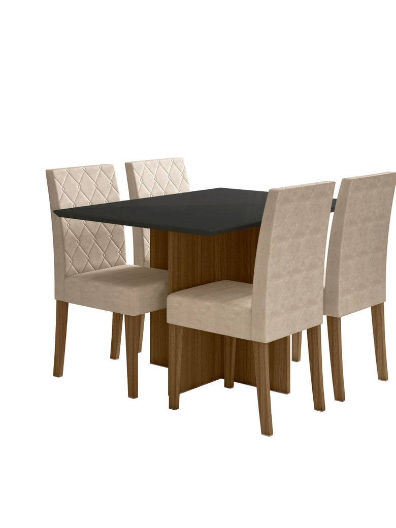 Sala de Jantar Helo 120x90 Com Vidro 4L Cadeiras Jade Poliman Móveis