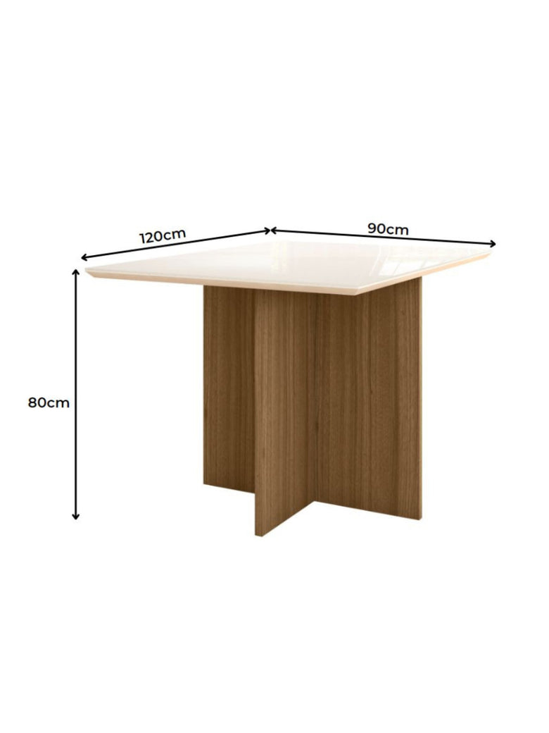 Sala de Jantar Helo 120x90 Com Vidro 4L Cadeiras Josi Poliman Móveis