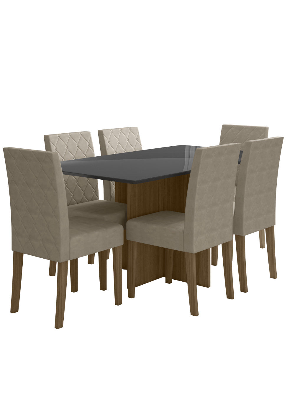 Sala de Jantar Helo 160 Tampo Chanf C/V 6L Cadeiras Jade Poliman Móveis