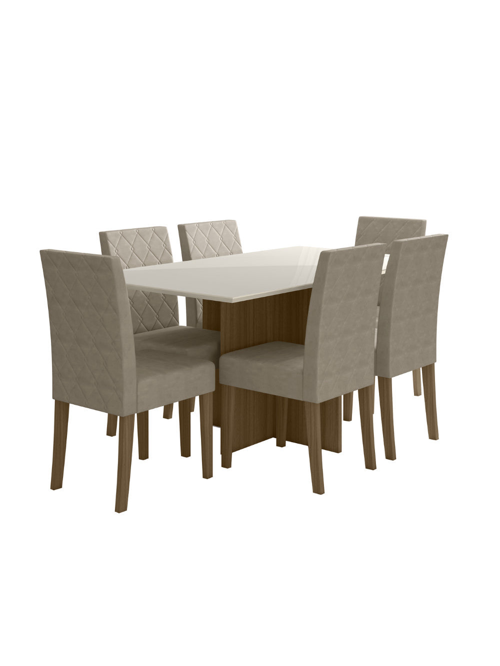 Sala de Jantar Helo 160 Tampo Chanf C/V 6L Cadeiras Jade Poliman Móveis