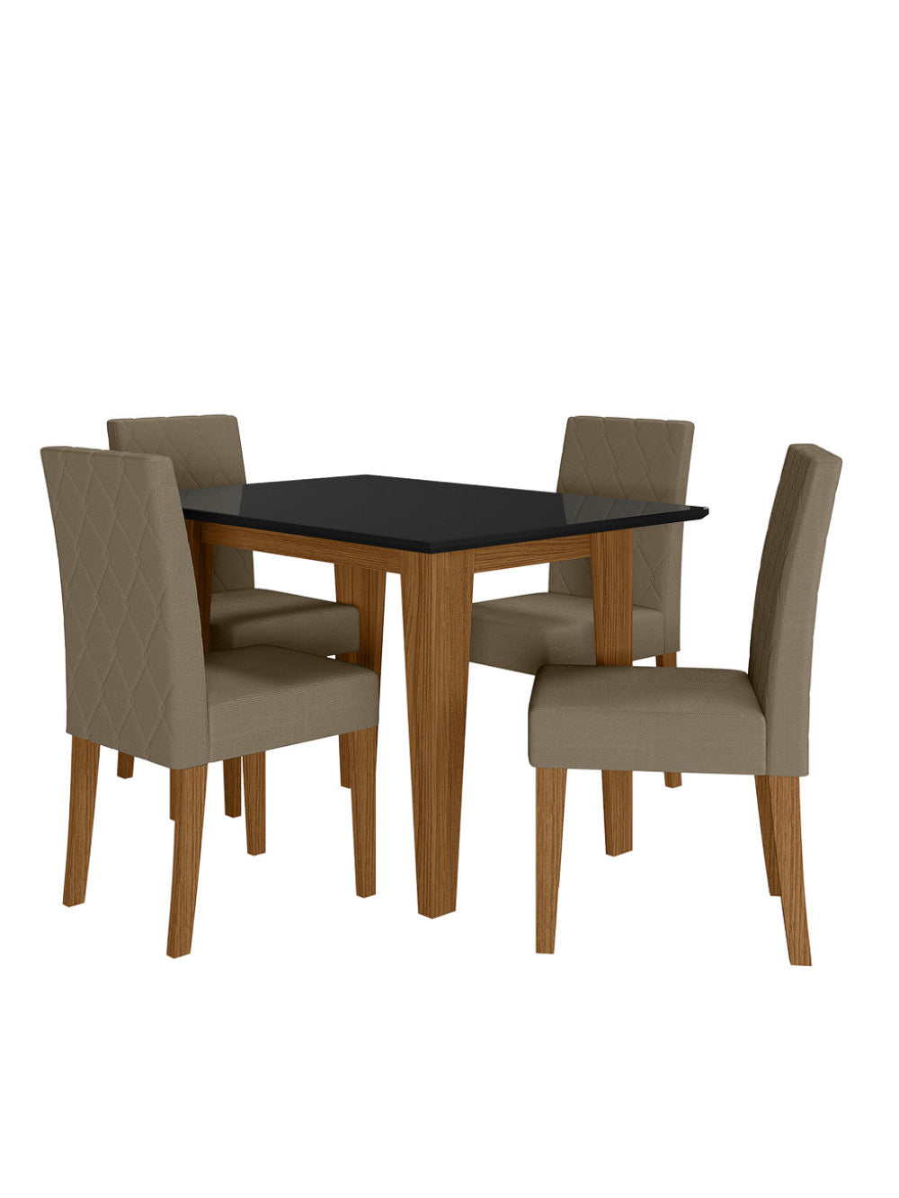 Sala de Jantar Kate 120x90 Com Vidro 4L Cadeiras Jade Poliman Móveis