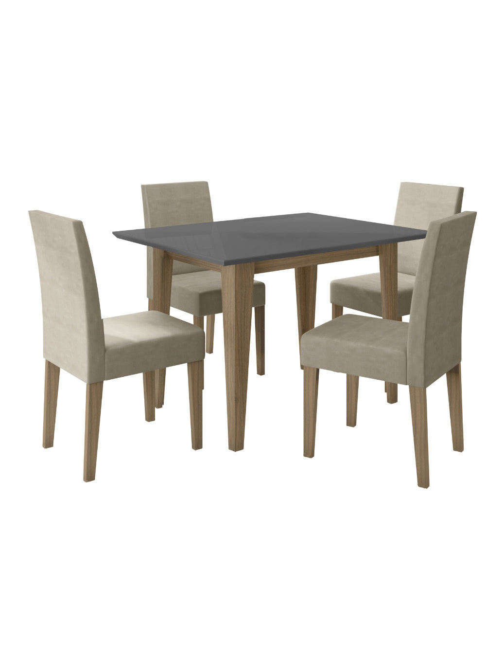 Sala de Jantar Kate 120x90 Com Vidro 4L Cadeiras Josi Poliman Móveis