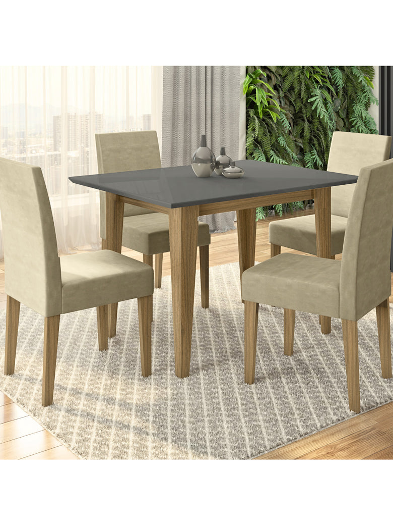 Sala de Jantar Kate 120x90 Com Vidro 4L Cadeiras Josi Poliman Móveis