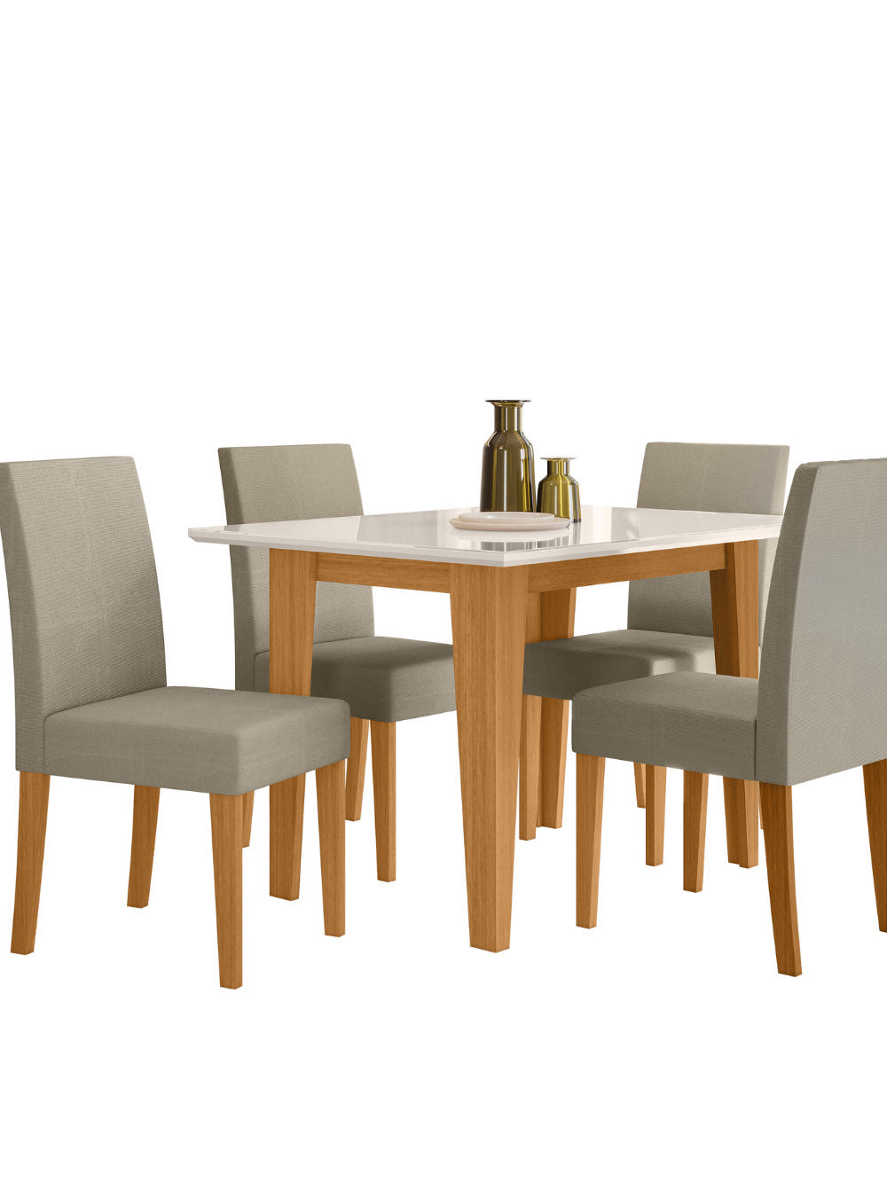 Sala de Jantar Kate 120x90 Com Vidro 4L Cadeiras Josi Poliman Móveis
