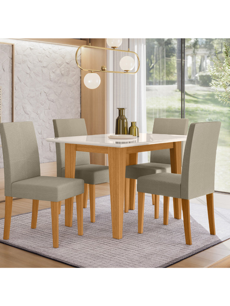 Sala de Jantar Kate 120x90 Com Vidro 4L Cadeiras Josi Poliman Móveis