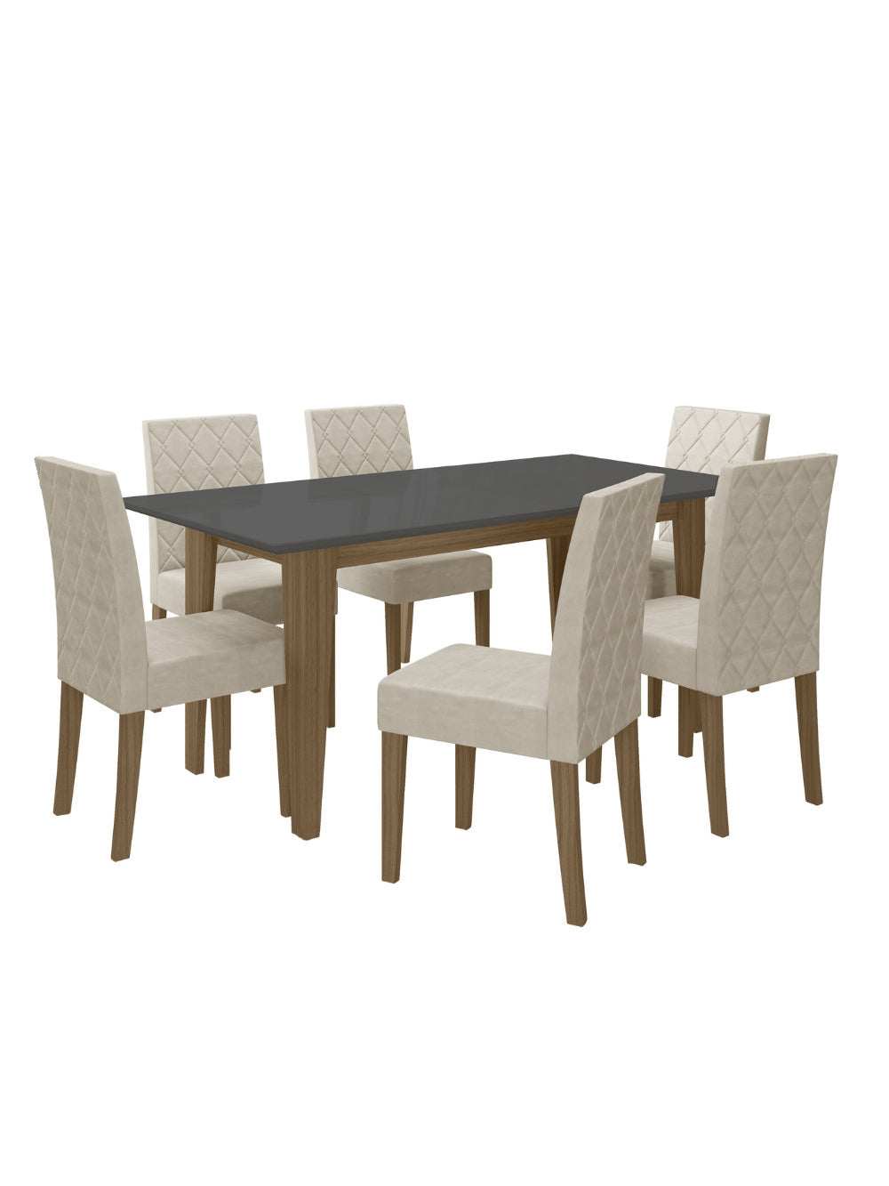 Sala de Jantar Liz 160x90 Com Vidro 6L Cadeiras Jade Poliman Móveis