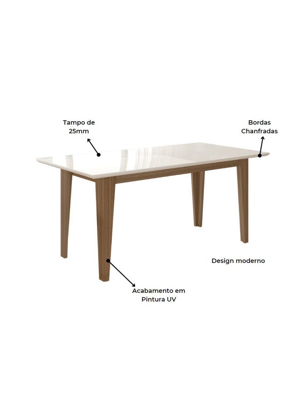 Sala de Jantar Liz 160x90 Com Vidro 6L Cadeiras Jade Poliman Móveis
