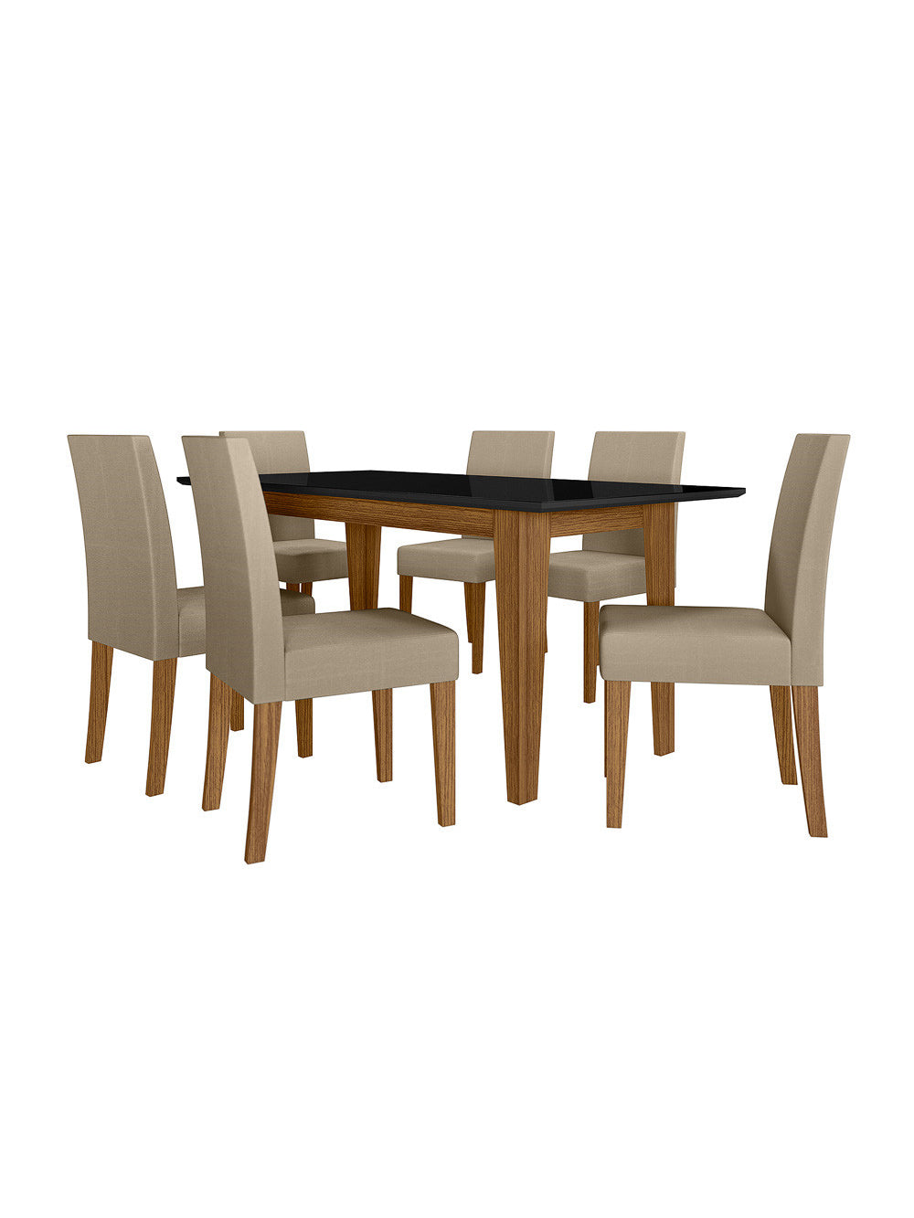 Sala de Jantar Liz 160x90 Com Vidro 6L Cadeiras Josi Poliman Móveis