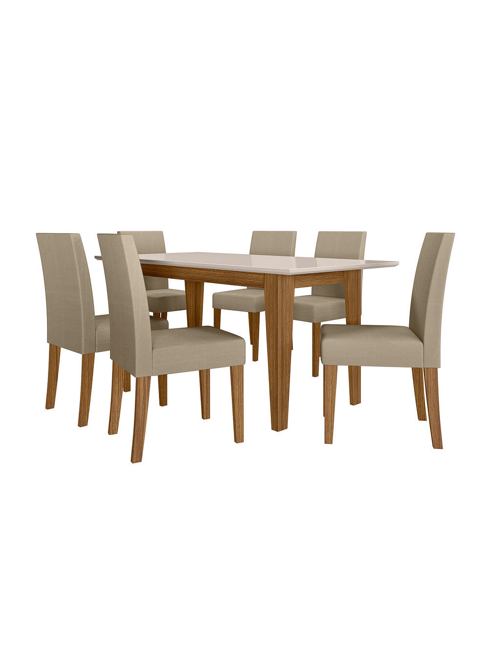 Sala de Jantar Liz 160x90 Com Vidro 6L Cadeiras Josi Poliman Móveis