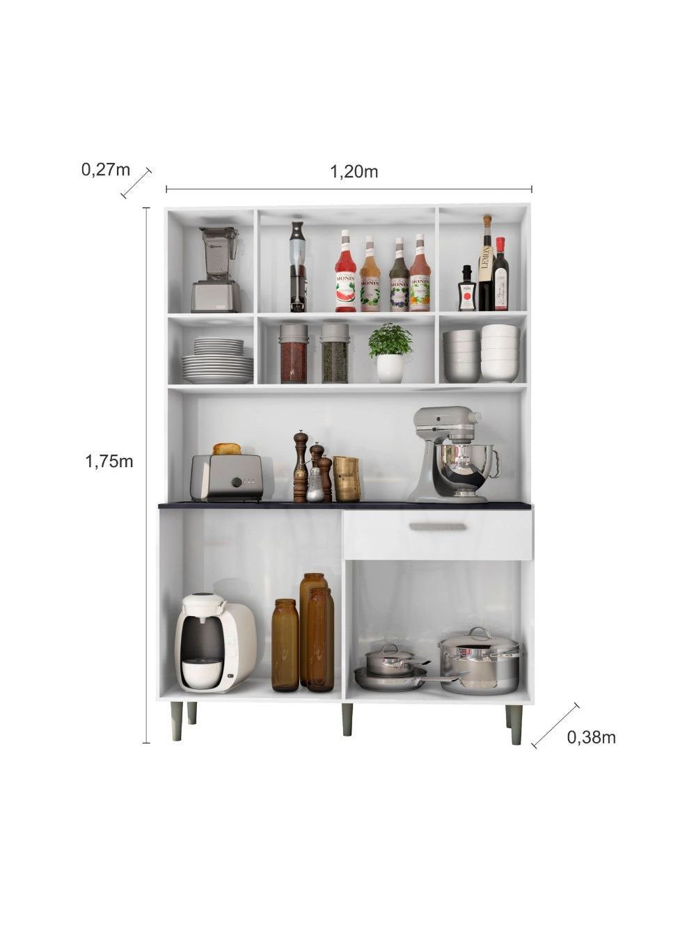 Kit Cozinha 8 Portas 1 Gaveta Gabi Poliman Móveis