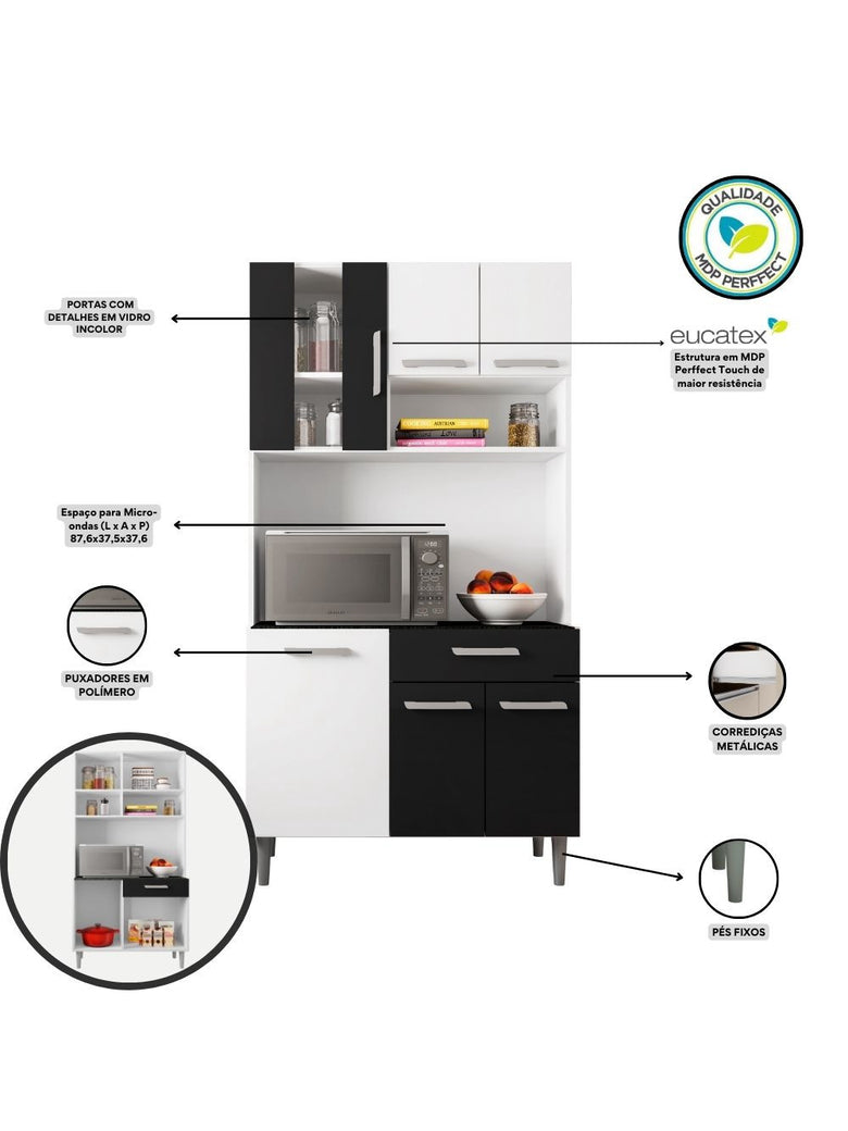 Kit Cozinha 6 Portas 1 Gaveta Carol Poliman Móveis