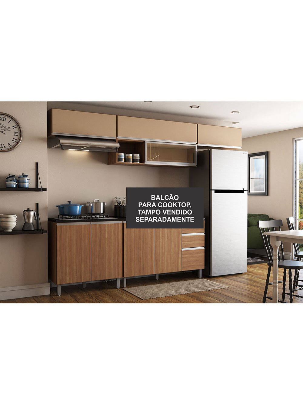 Balcão Para Cooktop Evidence 2 Portas Sem Tampo Poliman Móveis