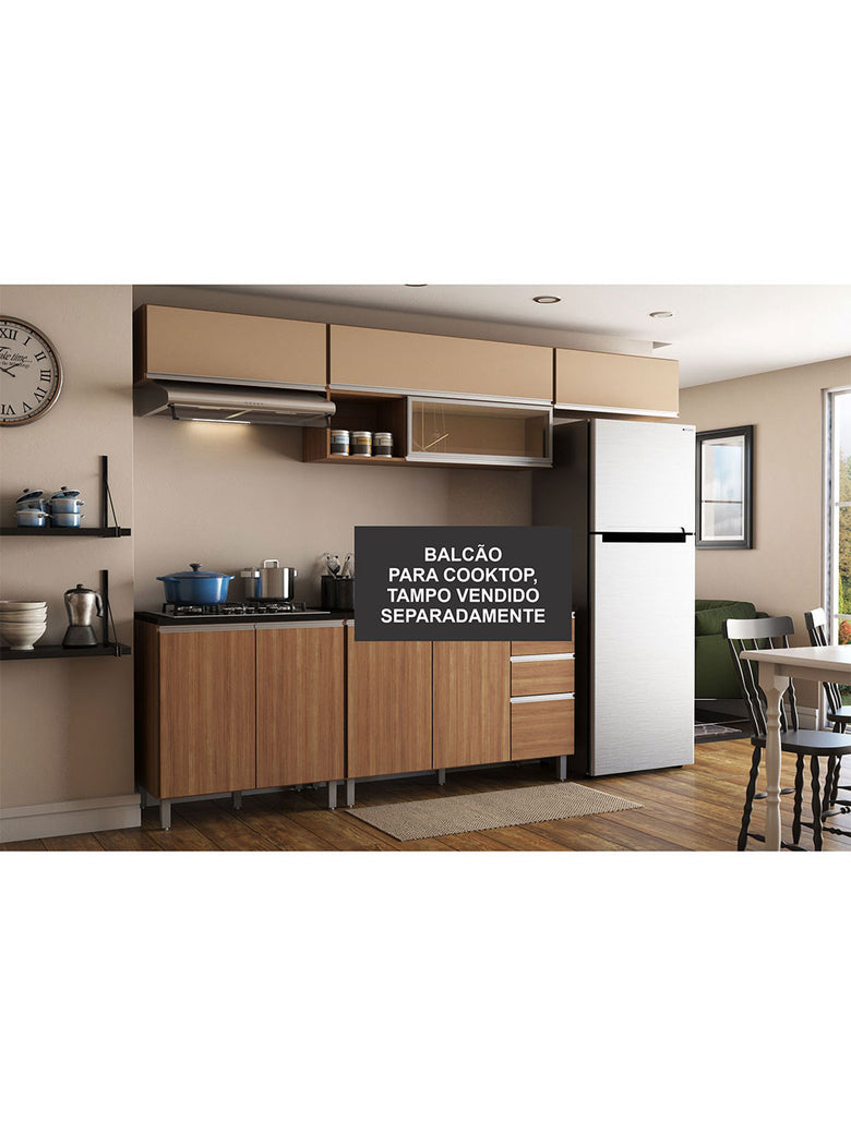 Balcão Para Cooktop Evidence 2 Portas Sem Tampo Poliman Móveis