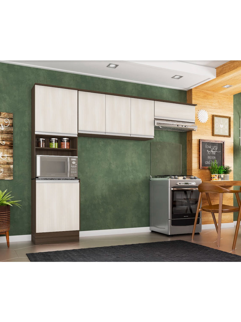 Cozinha Compacta Paneleiro e Aéreo 260 cm Paris Poliman