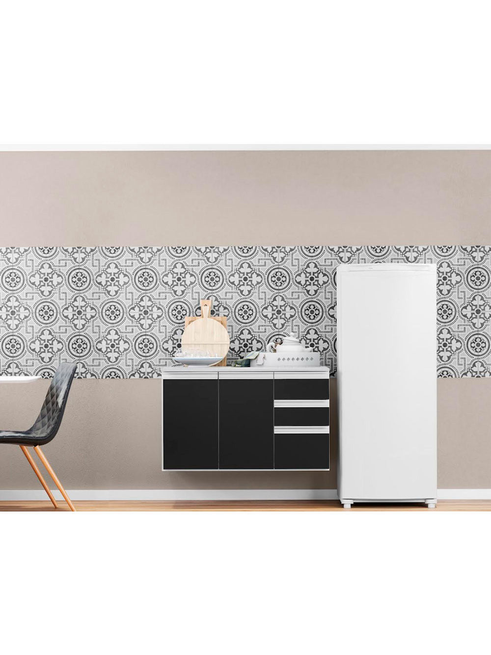 Balcão com Tampo 90cm 3 Portas 2 Gavetas Laura Poliman Móveis