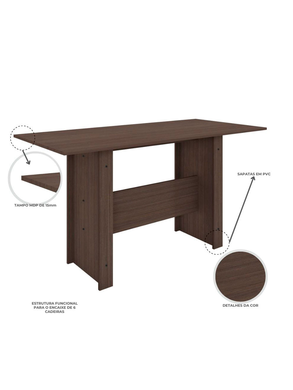 Mesa de Jantar 4 Lugares Milano Poliman Móveis - Carvalho com Off White