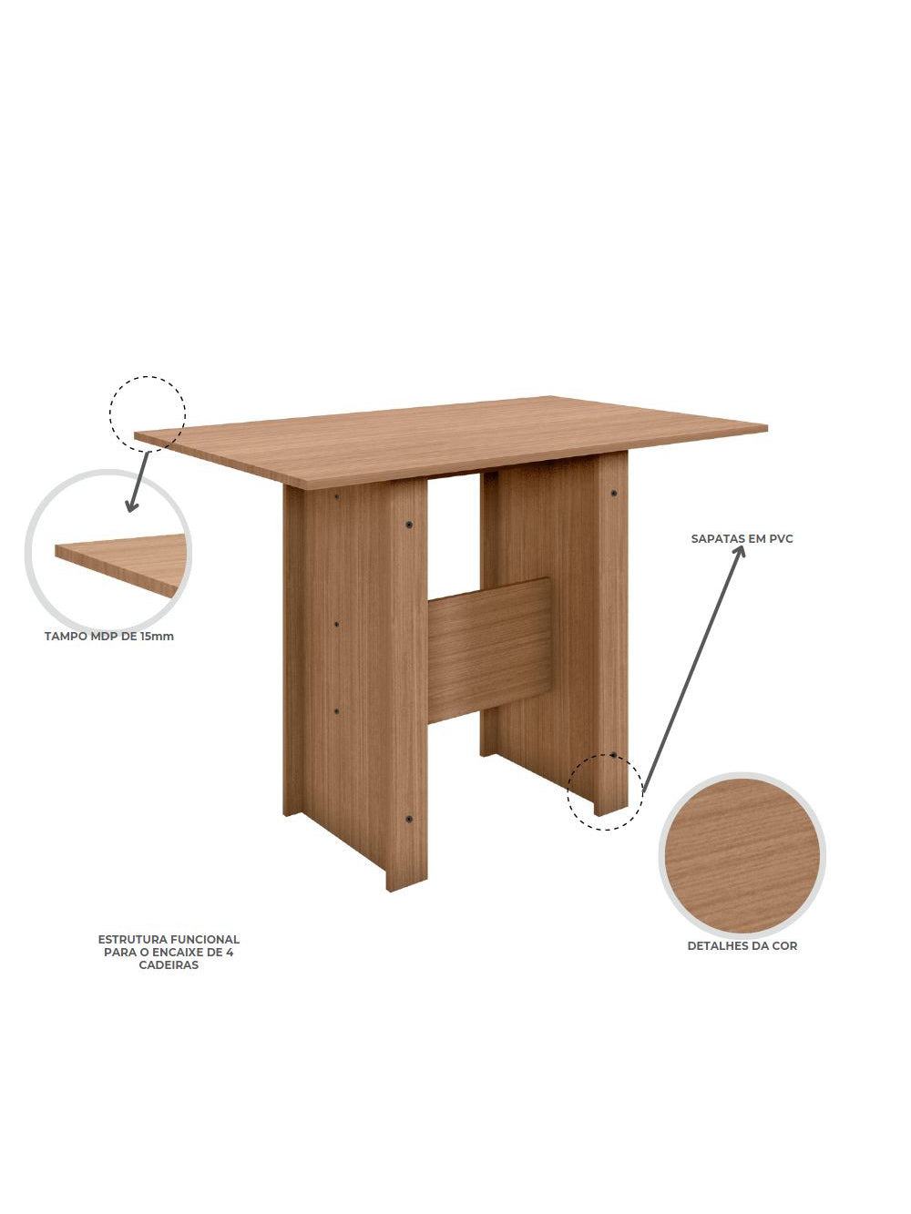 Conjunto Mesa com 4 Cadeiras Milano Poliman Móveis