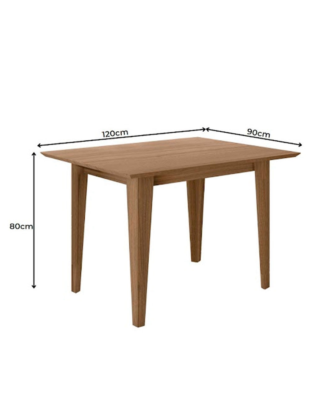 Mesa para Sala de Jantar 120cm Retangular Tampo Chanfrado Kate Poliman - Carvalho com Grafite
