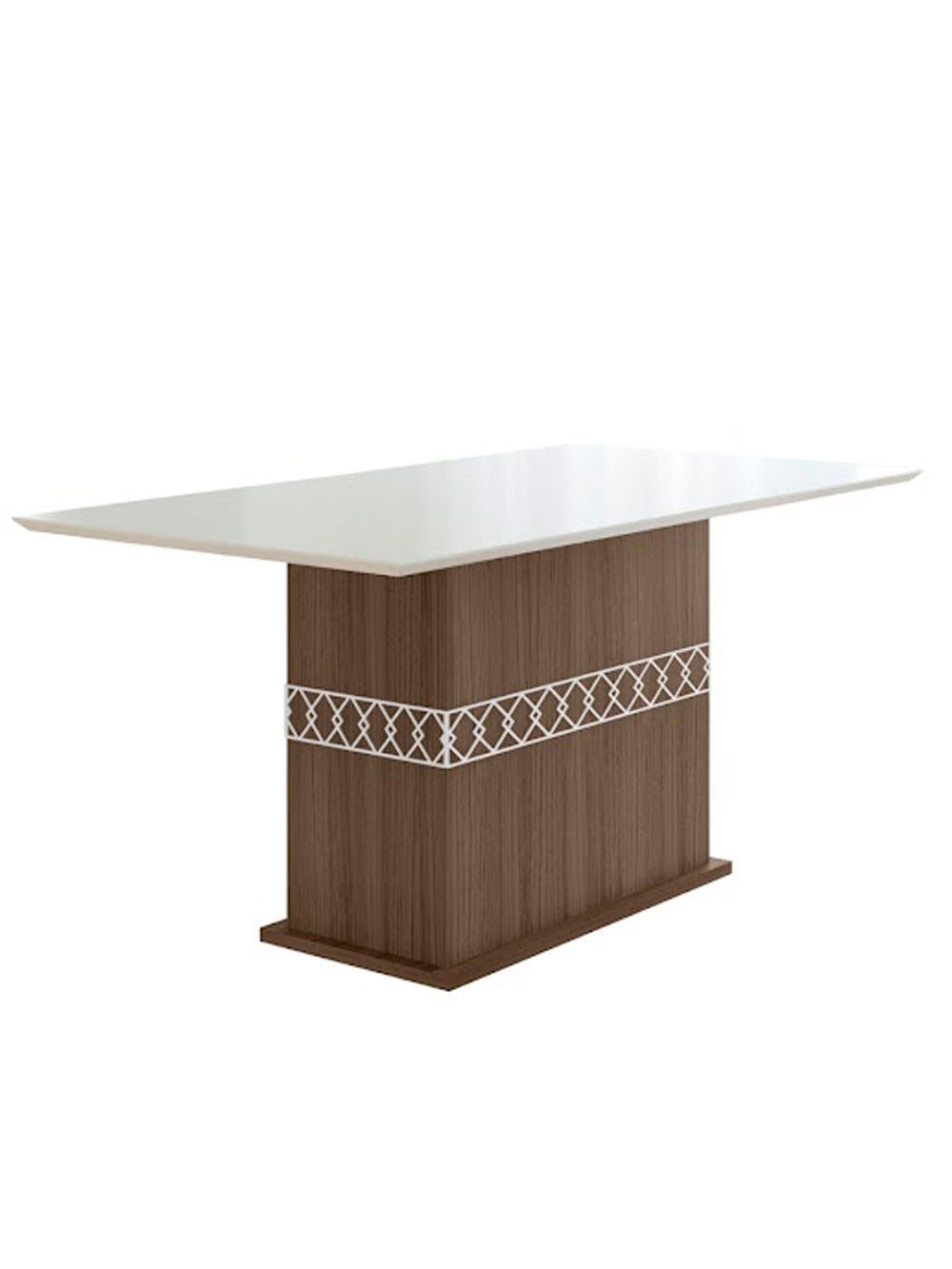 Mesa para Sala de Jantar 160cm Retangular Tampo Chanfrado Agata Poliman - Amêndoa com Off White