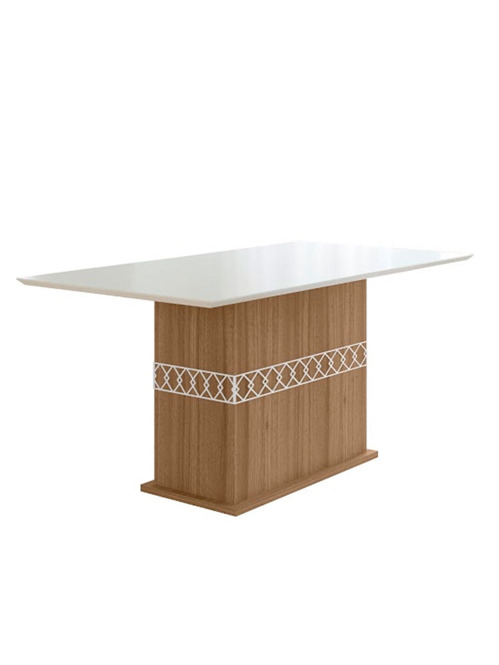 Mesa para Sala de Jantar 160cm Retangular Tampo Chanfrado Agata Poliman - Carvalho com Off White
