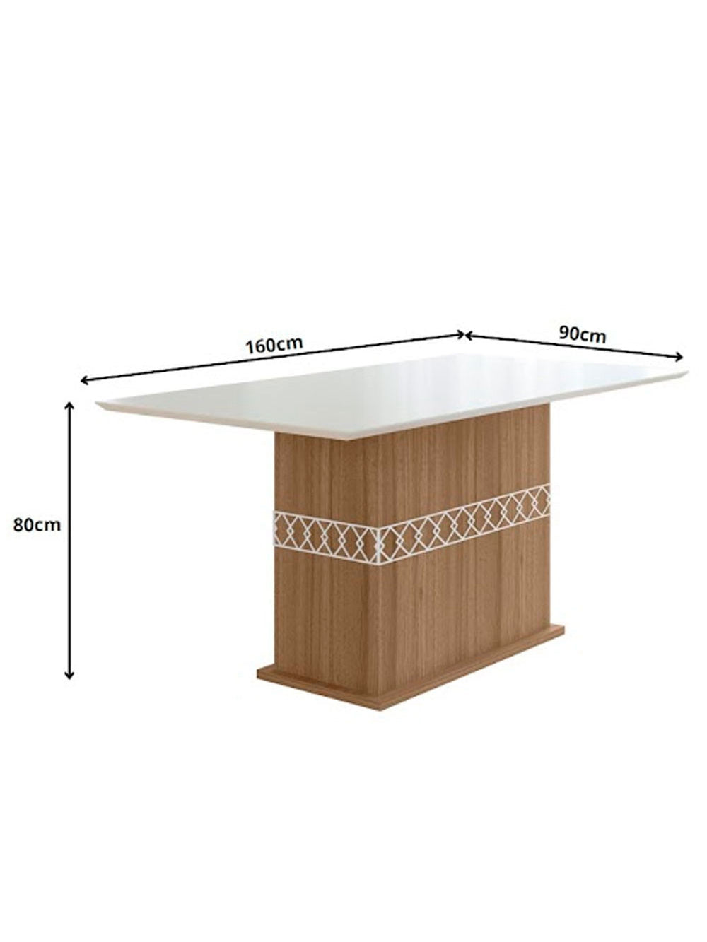 Mesa para Sala de Jantar 160cm Retangular Tampo Chanfrado Agata Poliman - Amêndoa com Off White
