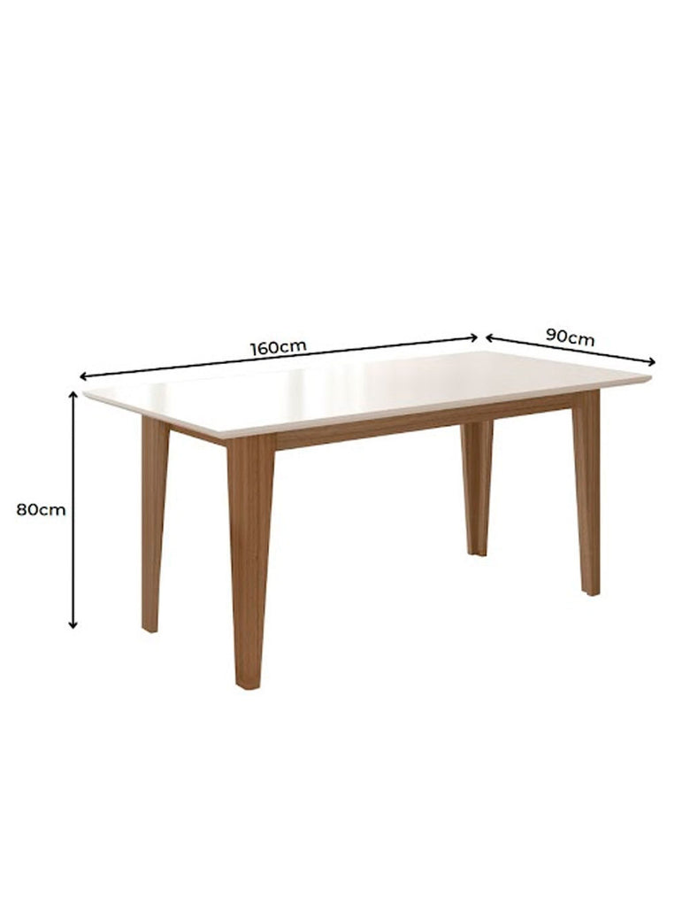 Mesa para Sala de Jantar 160cm Retangular Tampo Chanfrado Liz Poliman