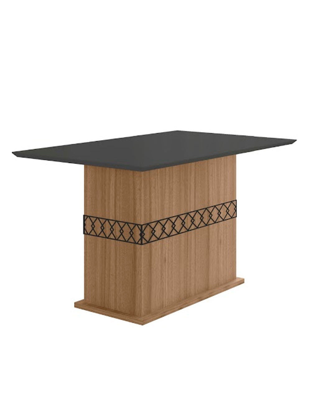 Mesa para Sala de Jantar 136cm Retangular Tampo Chanfrado Agata Poliman - Carvalho com Grafite