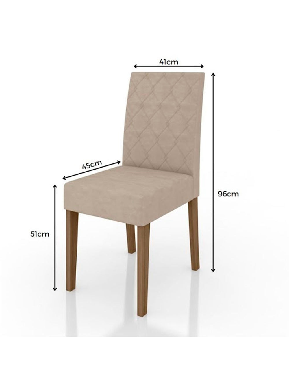 Conjunto Sala de Jantar Mesa com Tampo Chanfrado Agata 4 Cadeiras Estofadas Jade Poliman