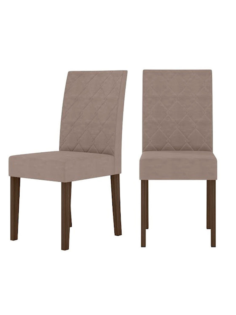 Conjunto Sala de Jantar Mesa com Tampo Chanfrado Agata 6 Cadeiras Estofadas Jade Poliman