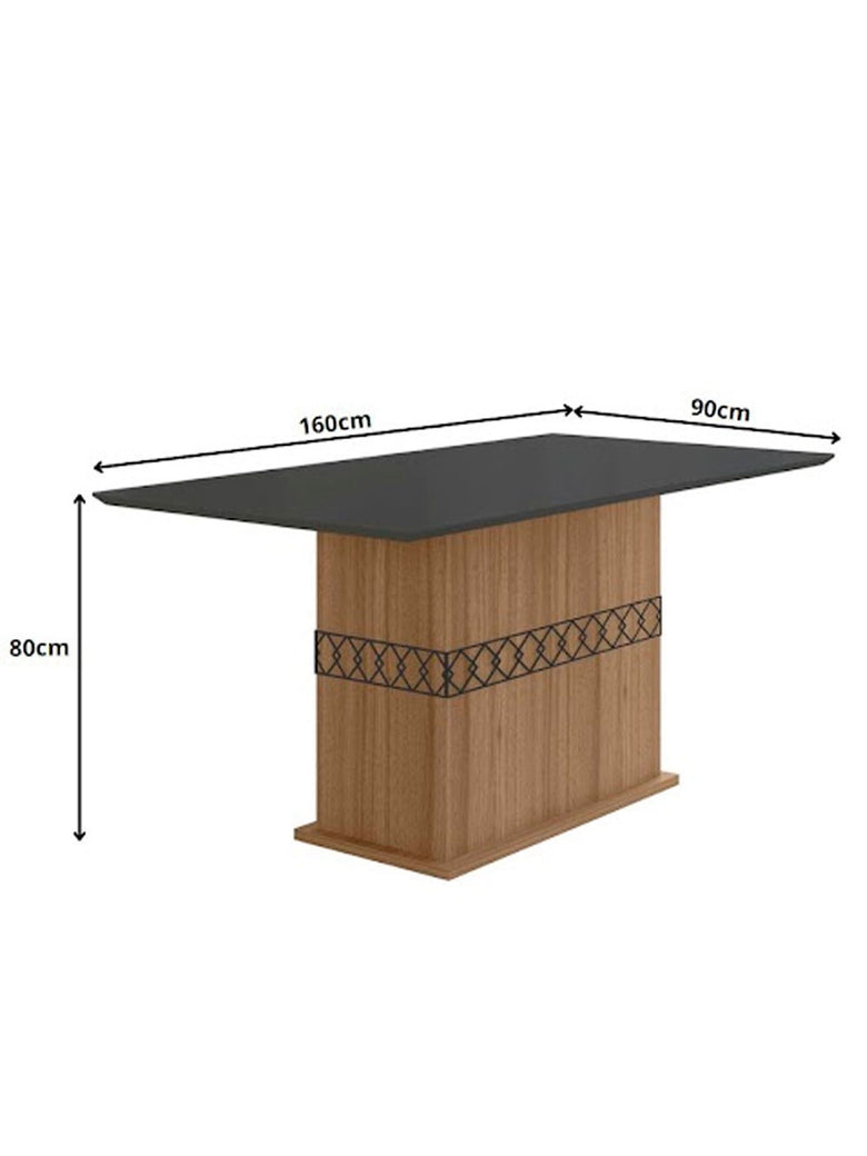 Conjunto Sala de Jantar Mesa com Tampo Chanfrado Agata 6 Cadeiras Estofadas Jade Poliman