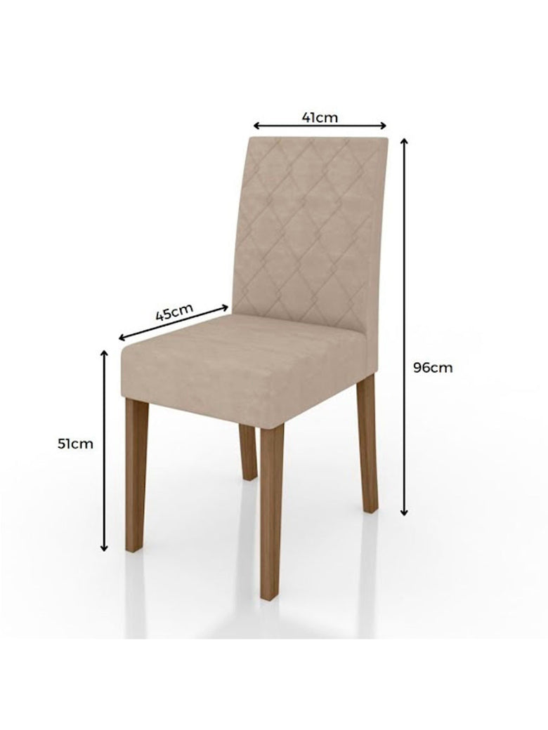 Conjunto Sala de Jantar Mesa com Tampo Chanfrado Agata 6 Cadeiras Estofadas Jade Poliman