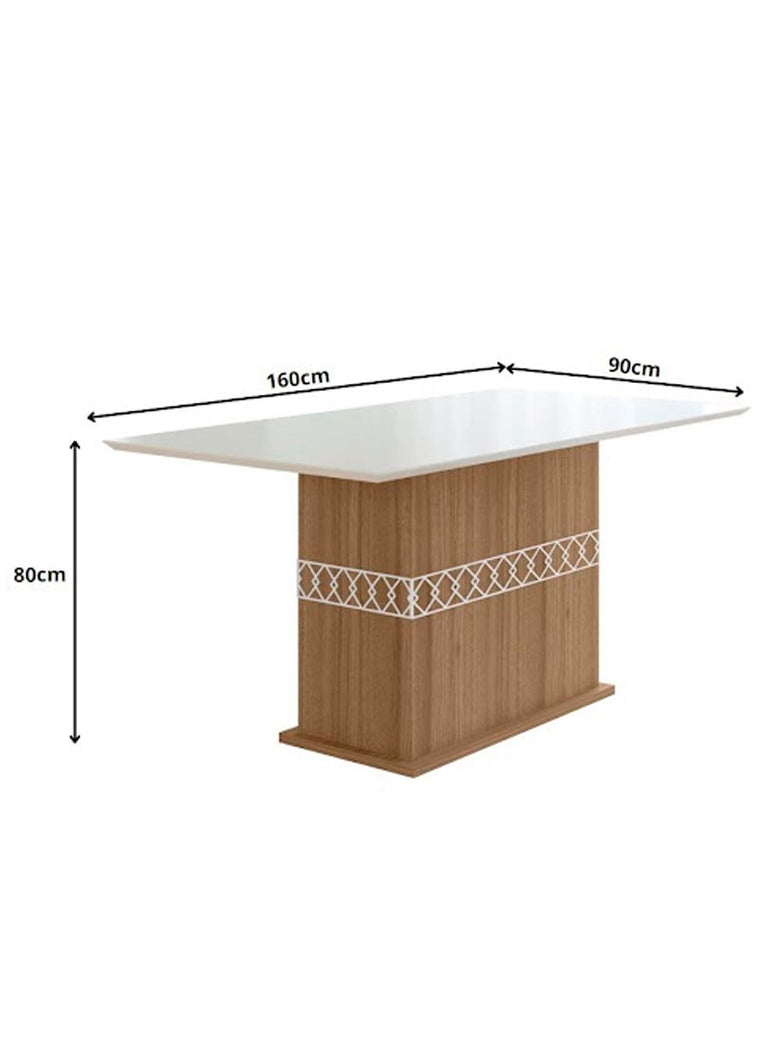 Conjunto Sala de Jantar Mesa com Tampo Chanfrado Agata 6 Cadeiras Estofadas Jade Poliman