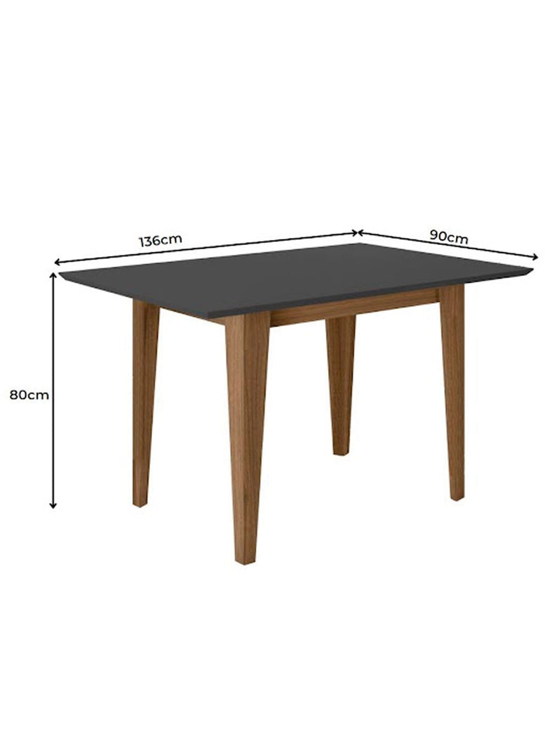 Conjunto Sala de Jantar Mesa com Tampo Chanfrado Kate 4 Cadeiras Estofadas Jade Poliman