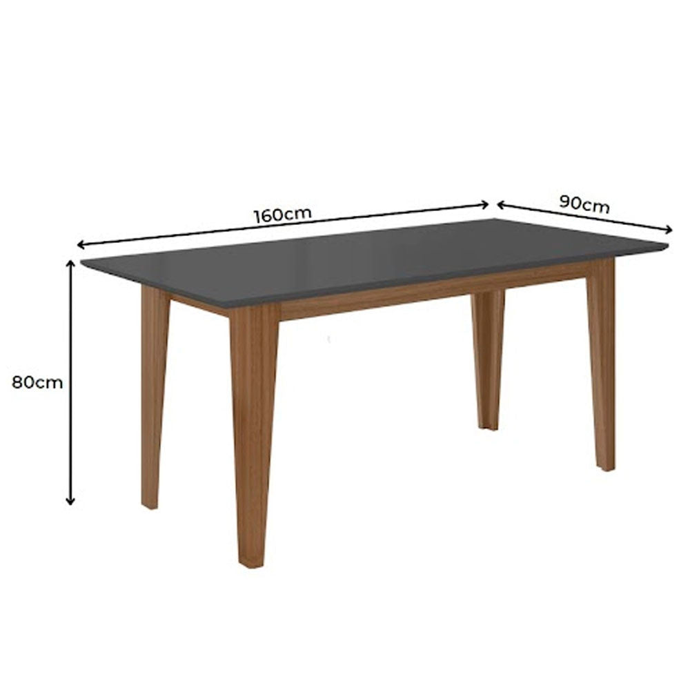 Conjunto Sala de Jantar Mesa com Tampo Chanfrado Liz 6 Cadeiras Estofadas Jade Poliman