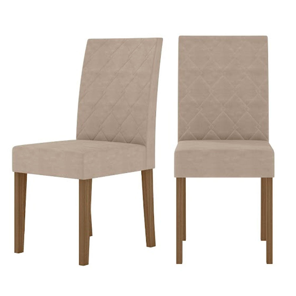 Conjunto Sala de Jantar Mesa com Tampo Chanfrado Liz 6 Cadeiras Estofadas Jade Poliman