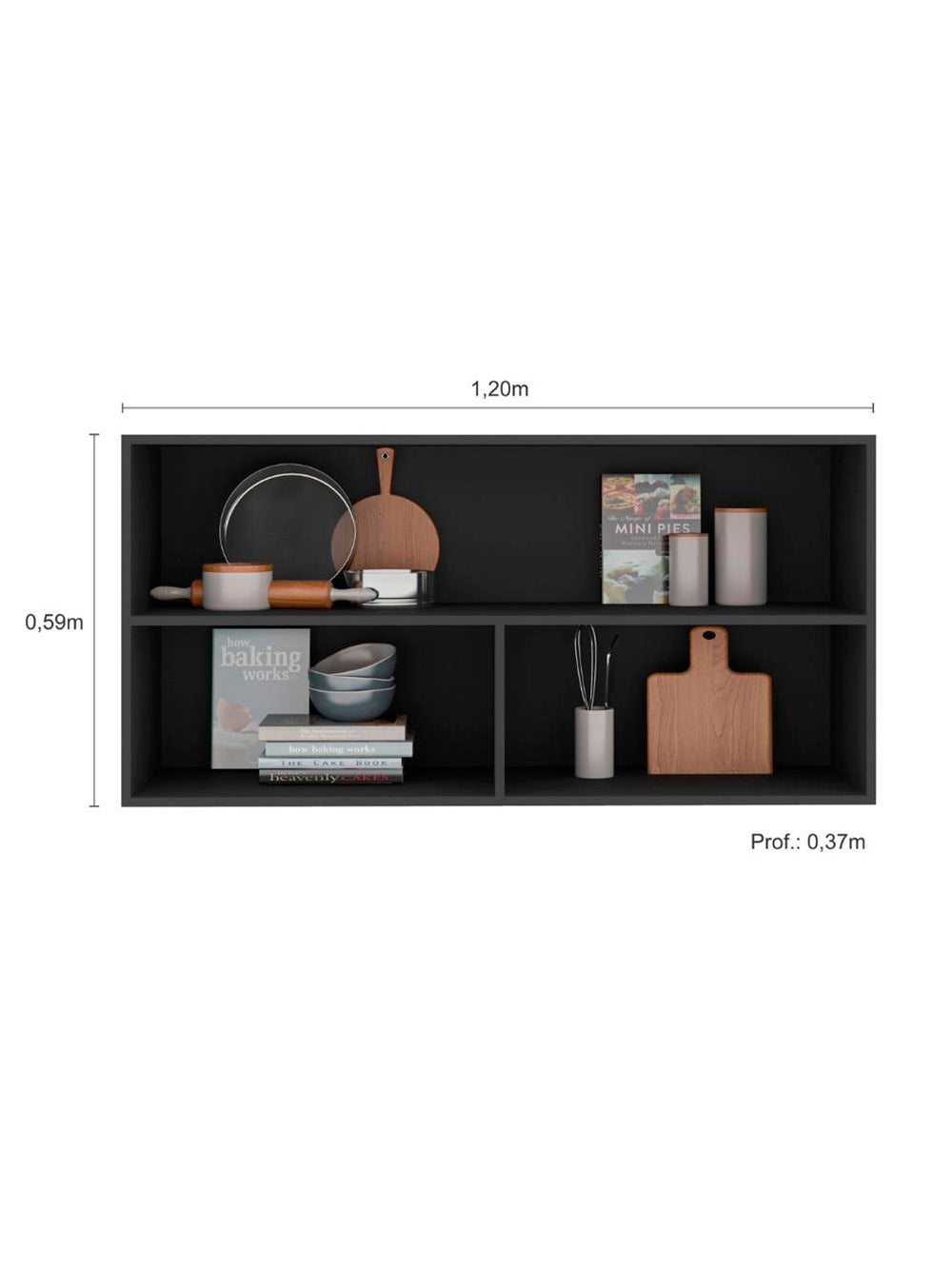 Armário Aéreo 2 portas Vidro 120cm Etna Poliman Móveis