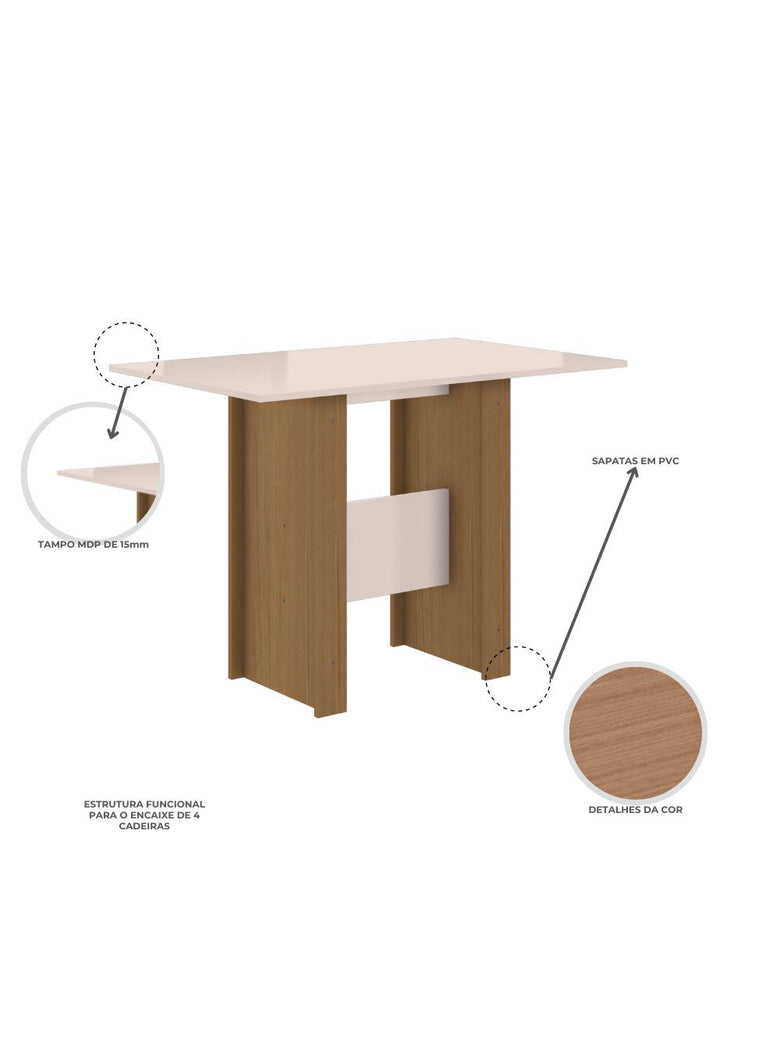Conjunto Mesa de Jantar 4 Lugares Milano