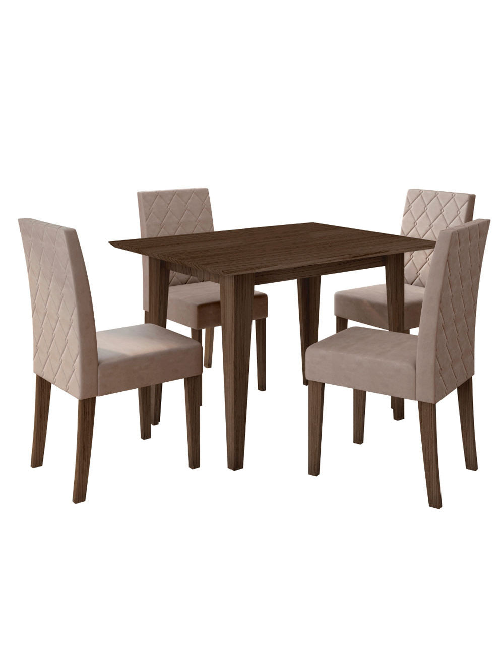 Conjunto Sala de Jantar Retangular Mesa Kate 120cm e 04 Cadeiras Jade Poliman Móveis