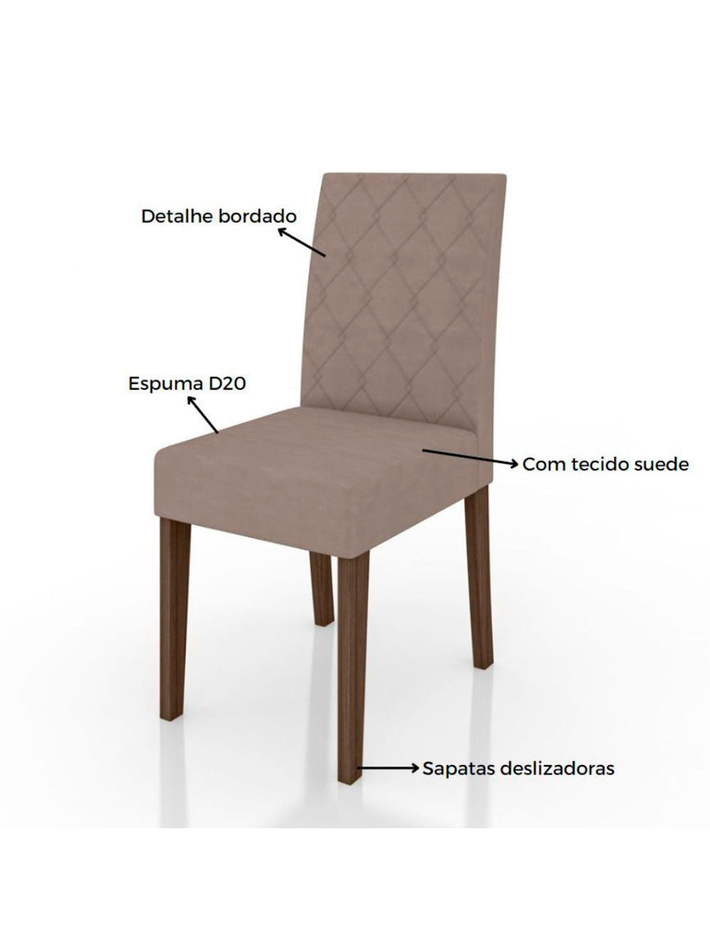 Conjunto Sala de Jantar Retangular Mesa Kate 120cm e 04 Cadeiras Jade Poliman Móveis