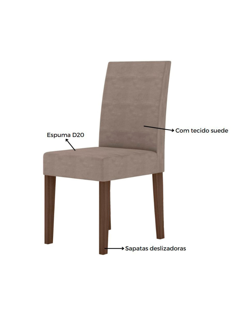 Conjunto Sala de Jantar Retangular Mesa Kate 120cm e 04 Cadeiras Josi Poliman Móveis