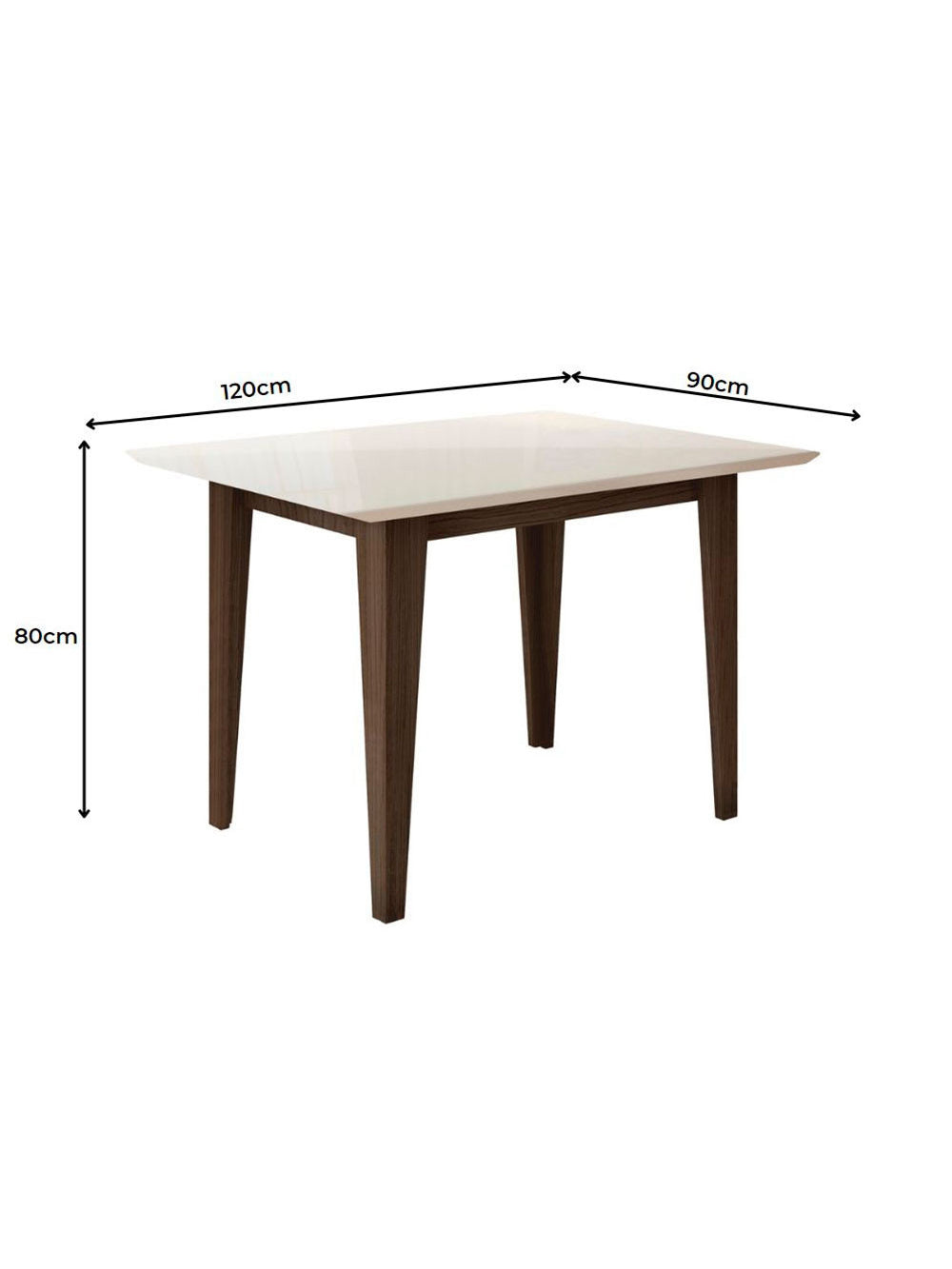 Conjunto Sala de Jantar Retangular Mesa Kate 120cm e 04 Cadeiras Josi Poliman Móveis