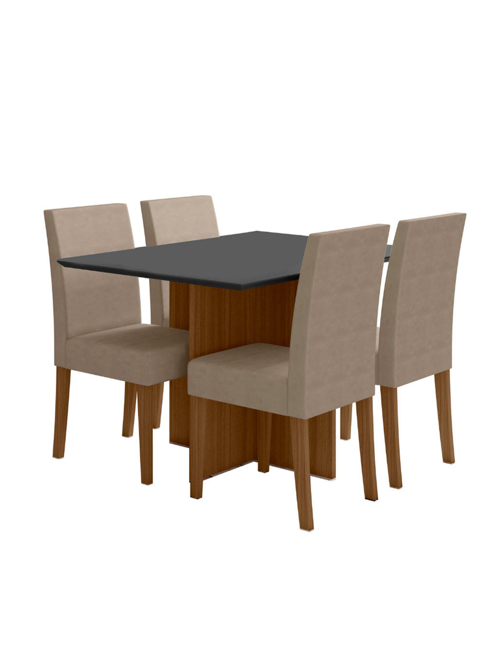 Conjunto Sala de Jantar Retangular Mesa Helo 120cm e 04 Cadeiras Josi Poliman Móveis