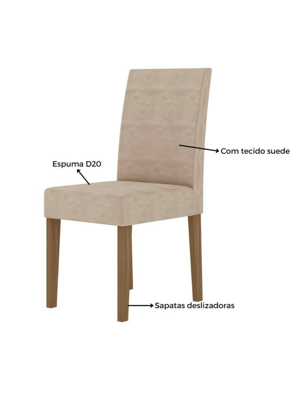 Conjunto Sala de Jantar Retangular Mesa Helo 120cm e 04 Cadeiras Josi Poliman Móveis