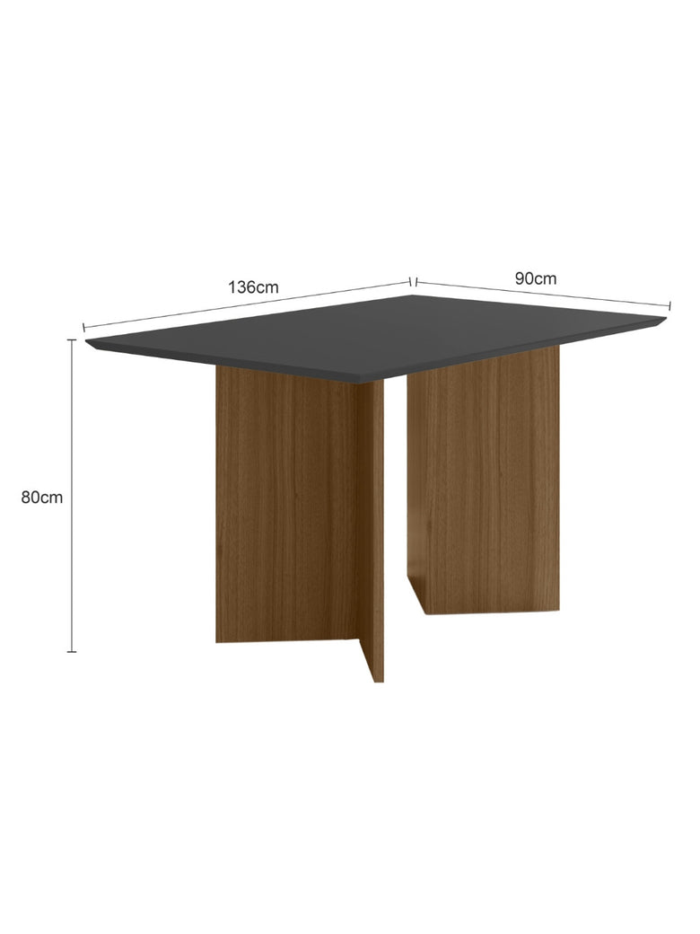 Mesa de Jantar Retangular Tampo Chanfrado sem Vidro 136cm Helo Poliman Móveis