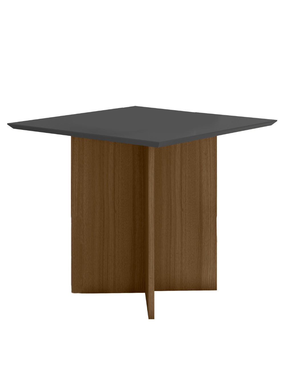 Mesa de Jantar Retangular Tampo Chanfrado sem vidro 90cm Helô Poliman Móveis - Carvalho com Grafite