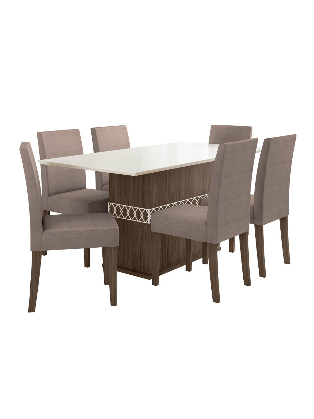 Conjunto Sala de Jantar Retangular Mesa Agata 160cm e 06 Cadeiras Josi Poliman Móveis