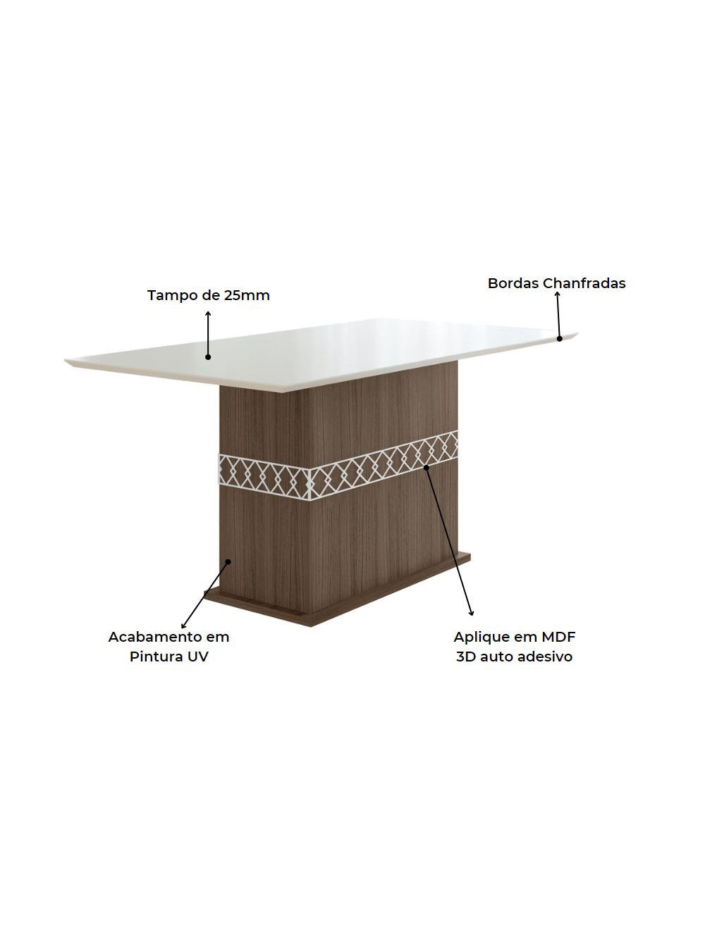 Conjunto Sala de Jantar Retangular Mesa Agata 160cm e 06 Cadeiras Josi Poliman Móveis