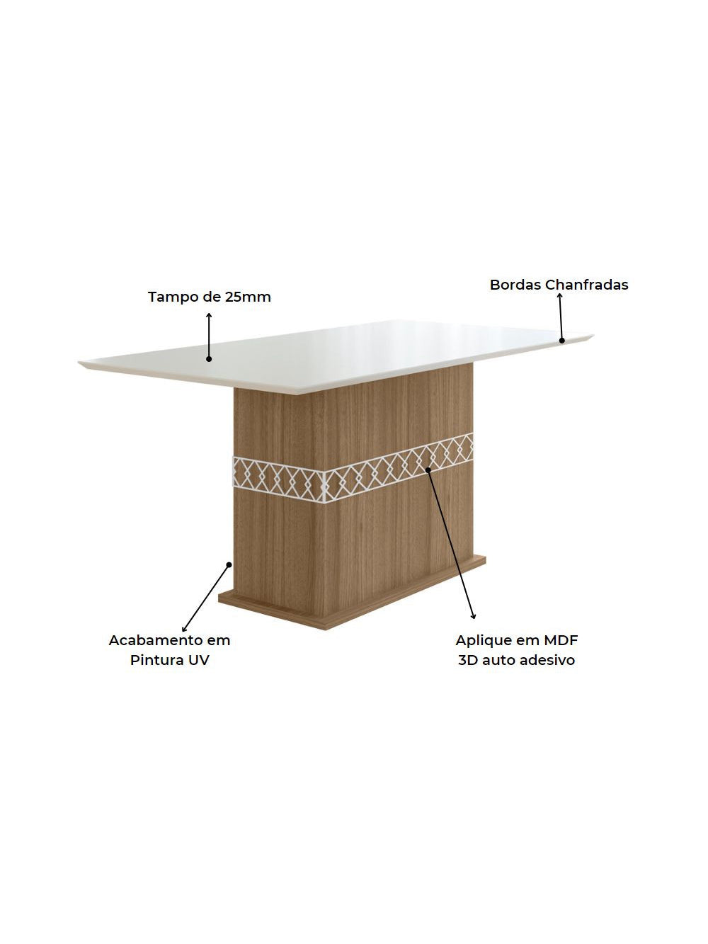 Conjunto Sala de Jantar Retangular Mesa Agata 160cm e 06 Cadeiras Josi Poliman Móveis