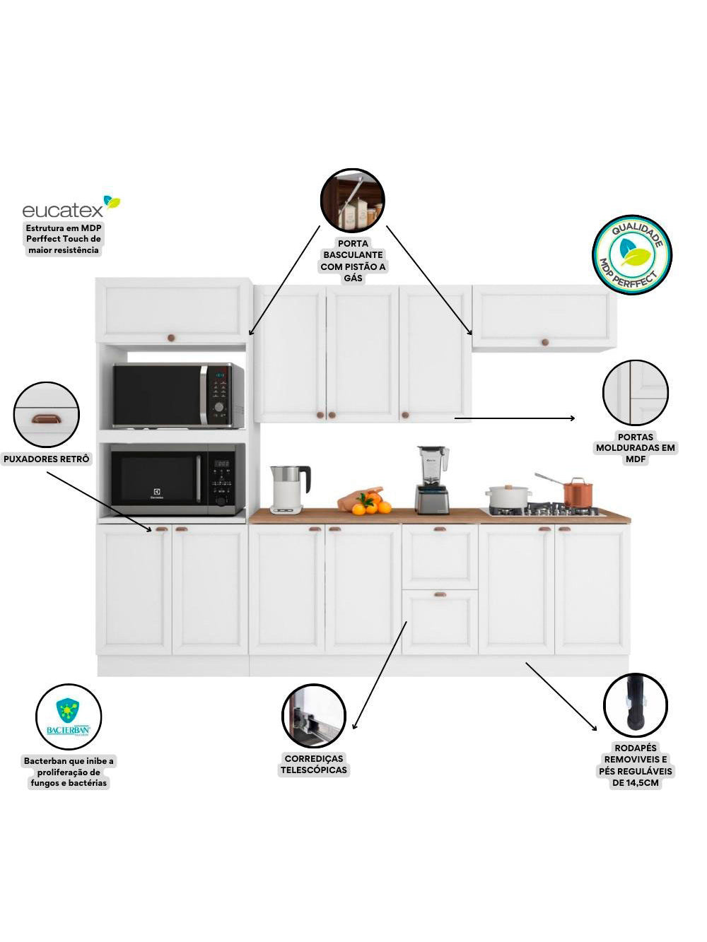 Cozinha Completa Modulada Olivia 11 Portas 2 Gavetas