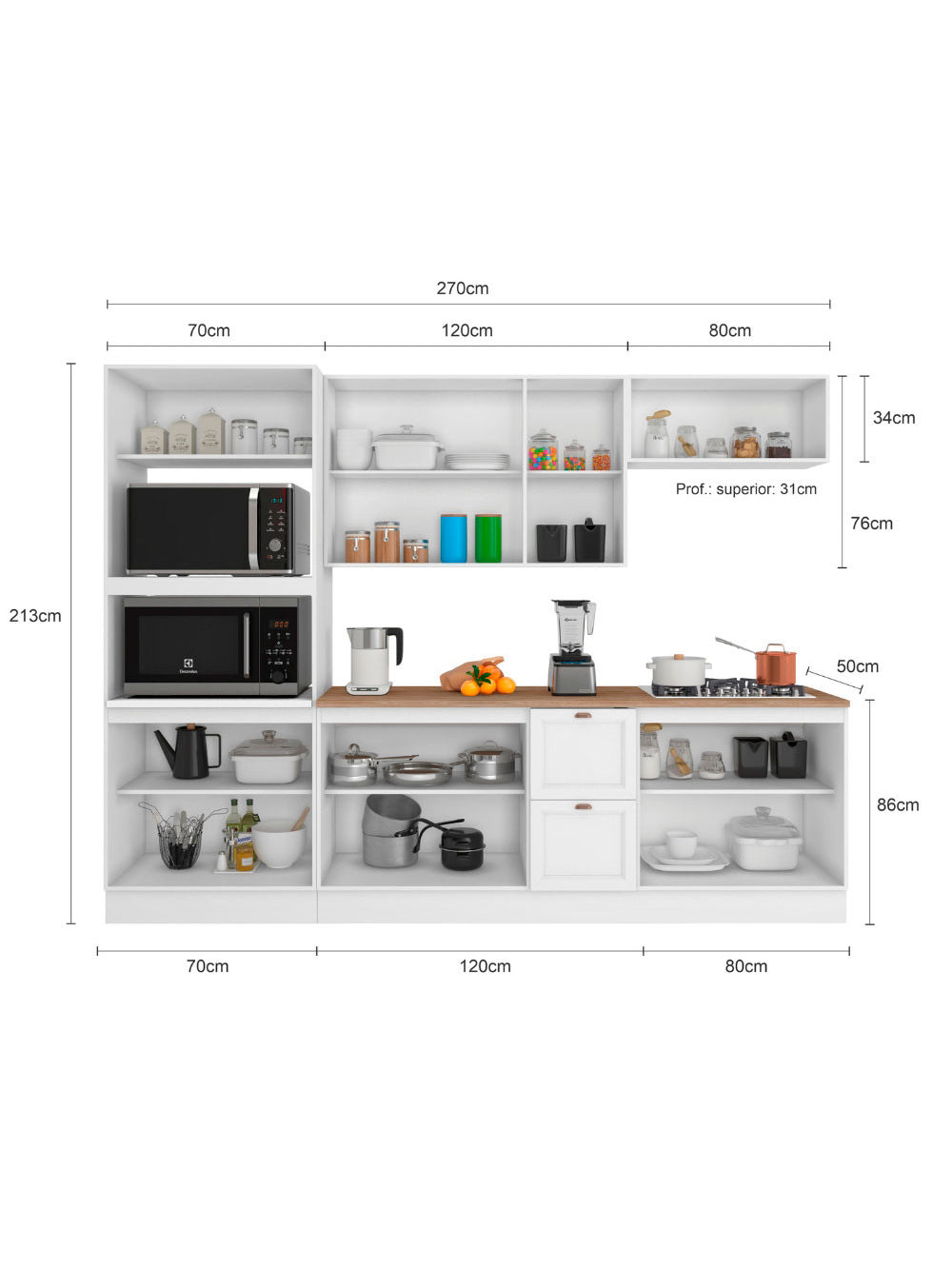 Cozinha Completa Modulada Olivia 11 Portas 2 Gavetas